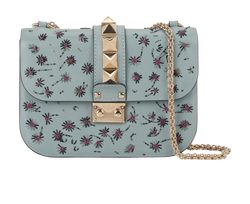 Flower Embellished Glam Lock, Leather, Blue, MII, 2*